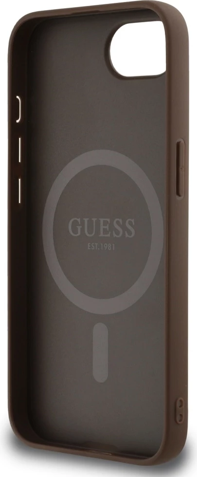 Mbështjellës Guess 4G Circle Classic Logo MagSafe për iPhone 16e, Kafe