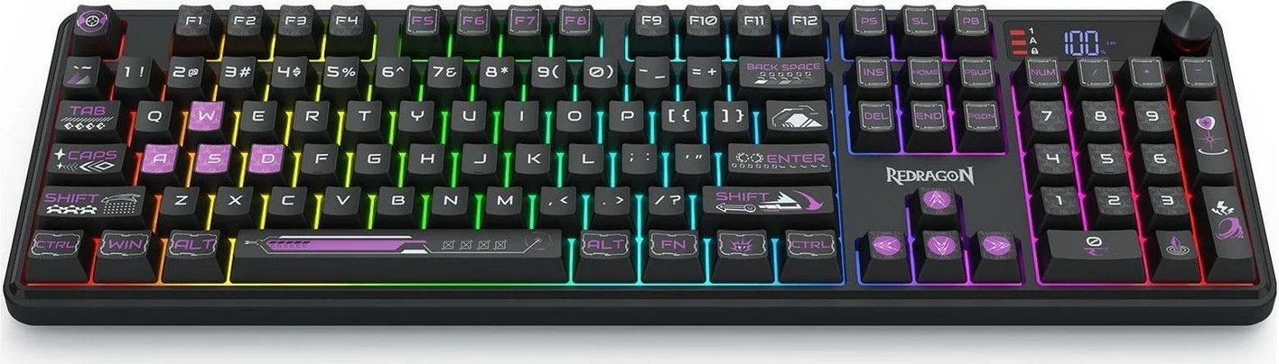 Tastierë gaming Redragon Volcano K526BP-PRO, RGB, wireless/wired, black