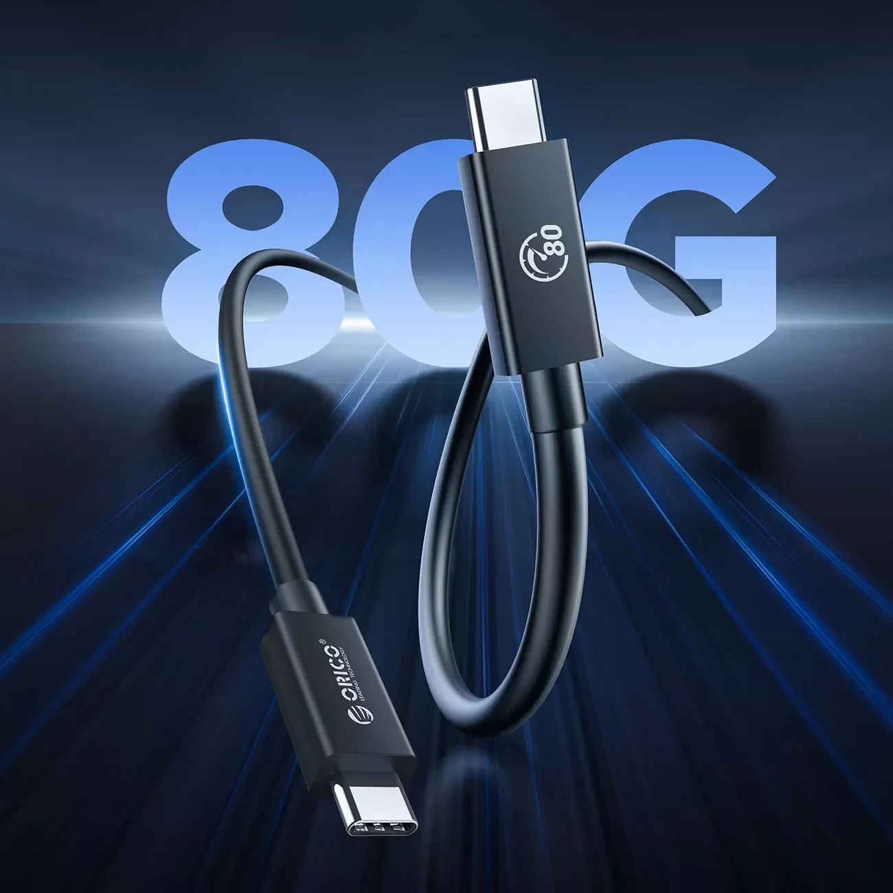 Kabllo USB-C në USB-C, Orico TBZ5-20-BK, Thunderbolt 5/USB4 80Gbps, PD 240W, 2m, DisplayPort 2.1, e zezë