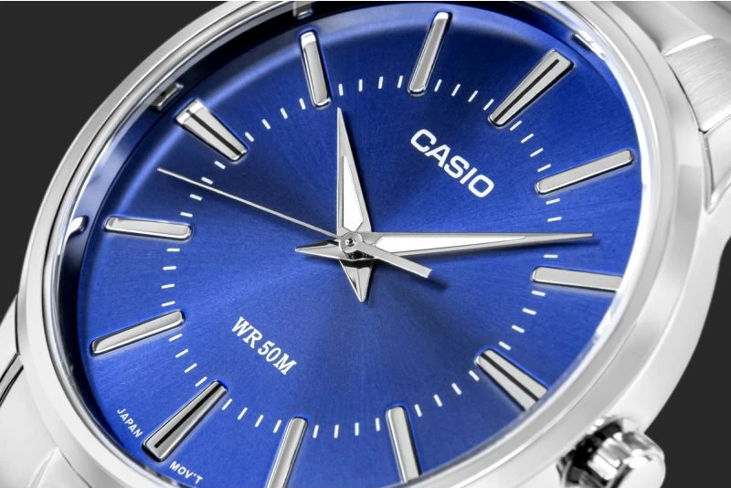 Orë dore meshkuj CASIO MTP-1303PD-2AVEG, argjendtë/kaltër, me kuti