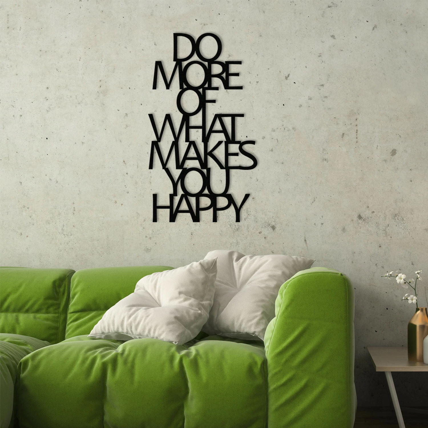 Aksesor dekorativ metalik për mur, Wallity, Do More Of What Makes You Happy, ngjyrë e zezë, 40x70cm