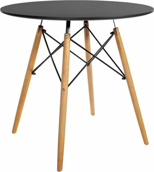 Tavolinë e rrumbullakët Mufart ETT 80cm MDF, këmbë ahu, e zezë