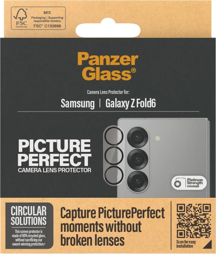 Mbrojtës xhami PanzerGlass për lentet e kamerës Samsung Galaxy Z Fold 6, transparent