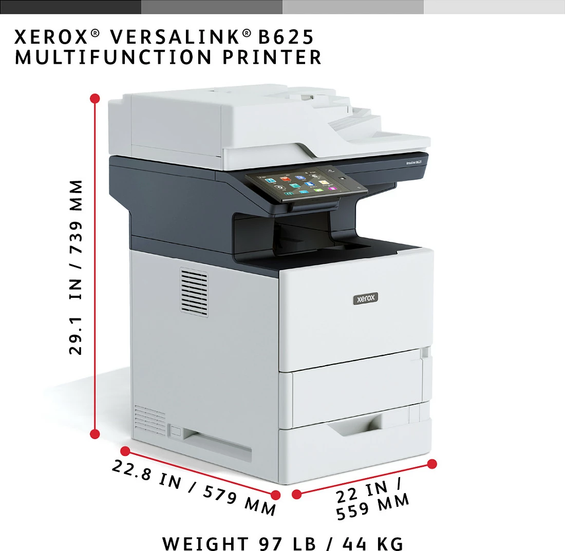Printer multifunksional Xerox VersaLink B625, A4, laser mono, duplex, 61 ppm, 2 tabaka 650 fletë, zi/gri