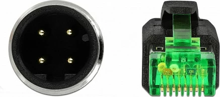 Kabllo rrjeti DeLOCK M12 4-Pin D-koduar në RJ45, 2 m, e gjelbër