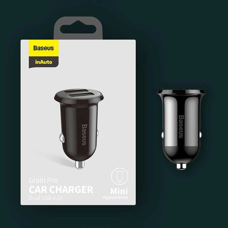 Karikues veture Baseus Grain Pro CCALLP-02, 2x USB-A, 4.8A, Bardhë
