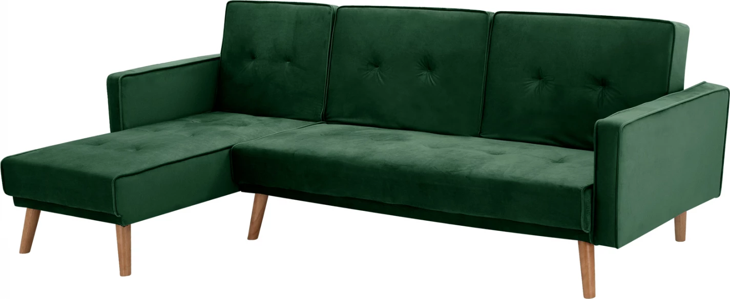 Divan qoshe i kthyeshëm me shtrat TALIA FH3153.03 kadife jeshile 267x153x85 cm