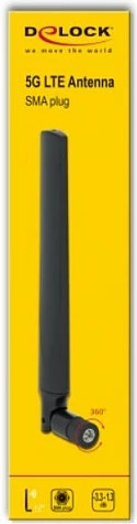 Antena 5G/LTE DeLOCK, SMA mashkull, omnidireksionale 0.5-2.3 dBi, e zezë