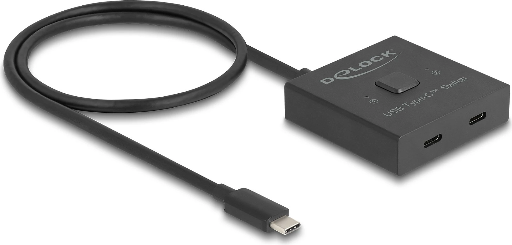 Switch USB-C DeLOCK 2-në-1 bidireksional, USB 3.2 Gen 2, 10 Gbps, 8K, USB PD 100W, i zi