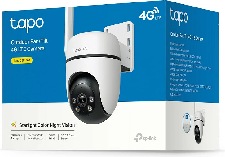 Kamerë sigurie IP outdoor TP-Link Tapo C501GW, 4G LTE Pan/Tilt 360°, IP66, MicroSD deri 512GB, e bardhë