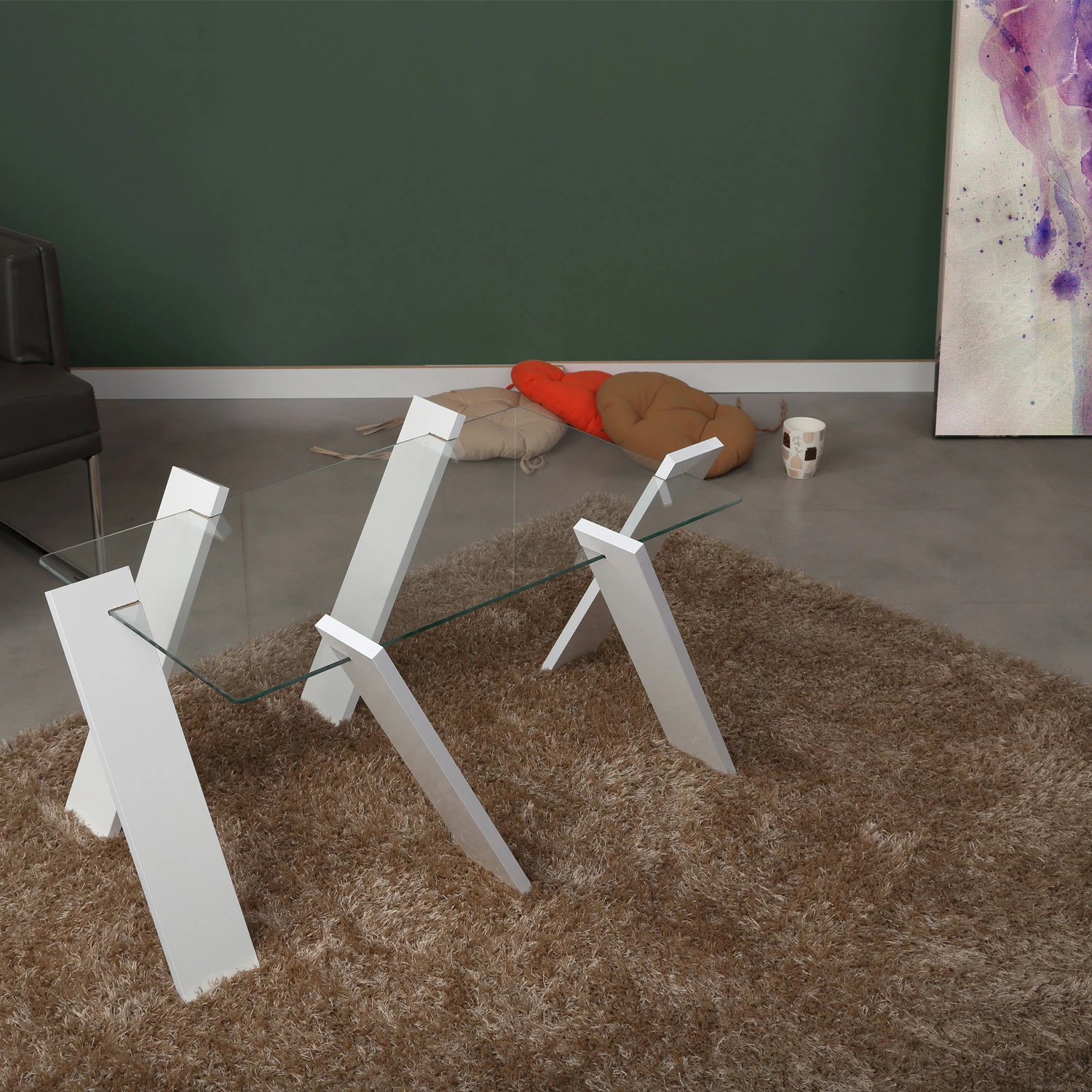 Tavolinë kafeje Hanah Home, Roman Maxi, e bardhë me shkëlqim