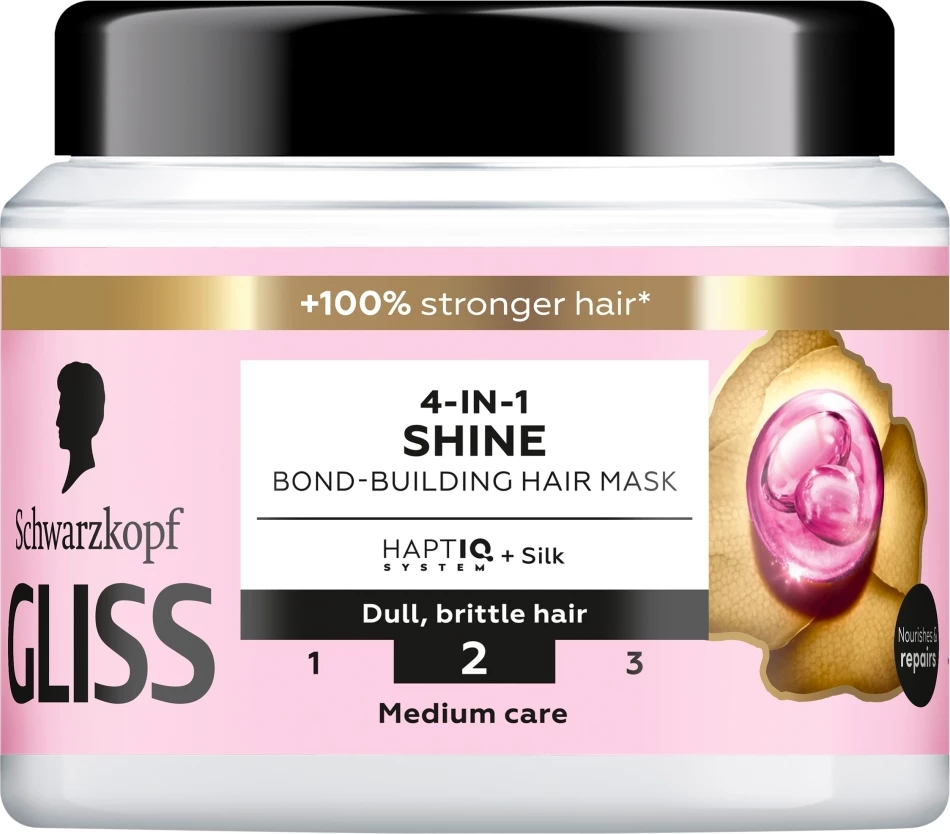 Maskë për flokë për femra Gliss 4-in-1 Shine Mask for Radiance, 400ml