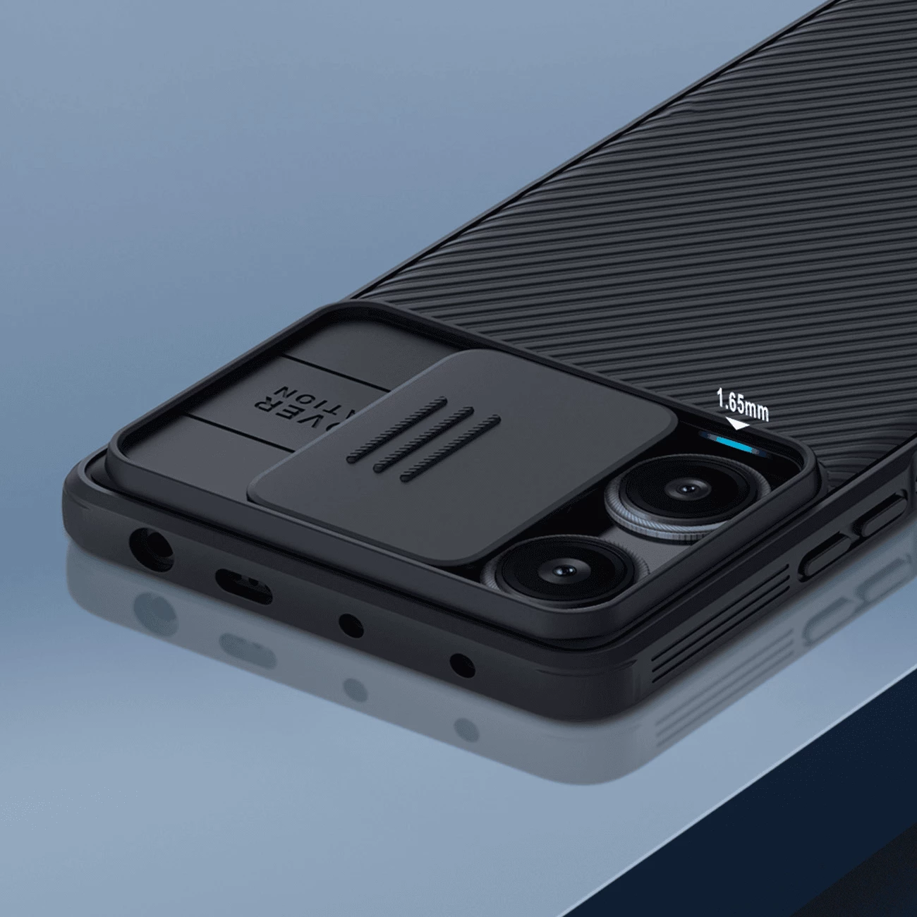 Mbështjellës NILLKIN CamShield Pro për Poco F5 5G, PC+TPU, me kapak mbrojtës të kamerës, i zi