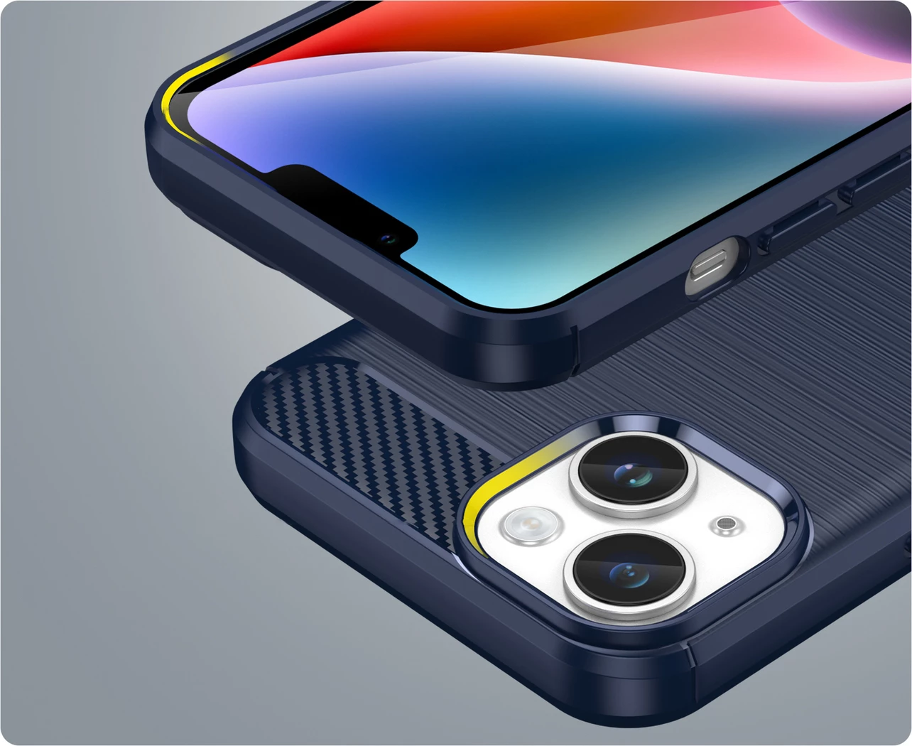 Mbështjellës Hurtel Carbon Case për iPhone 14 Plus, TPU, Blu