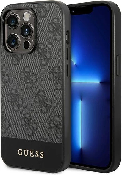 Mbështjellës Guess 4G Stripe Collection për iPhone 14 Pro 6.1" hardcase, gri, në kuti