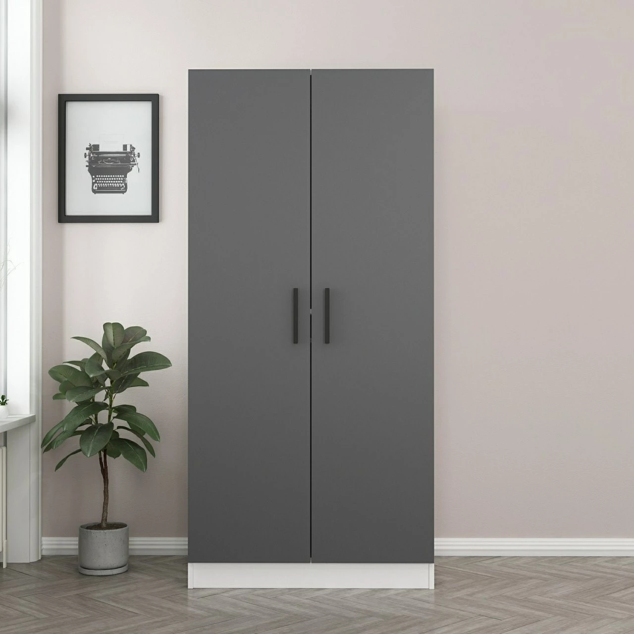 Dollap Skye Decor, anthracite e bardhë, 210cm