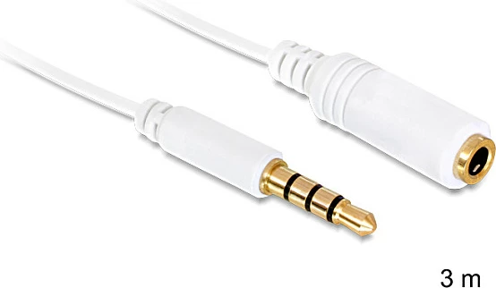 Kabllo audio DeLOCK 6.35mm mashkull në 3.5mm femër, 3 m, e bardhë