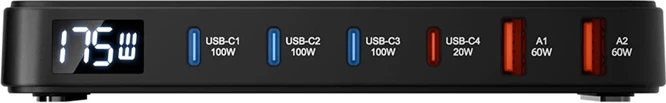 Stacion karikimi Blitzwolf BW-S30, 6-në-1, 4xUSB-C + 2xUSB-A, 175W, i zi