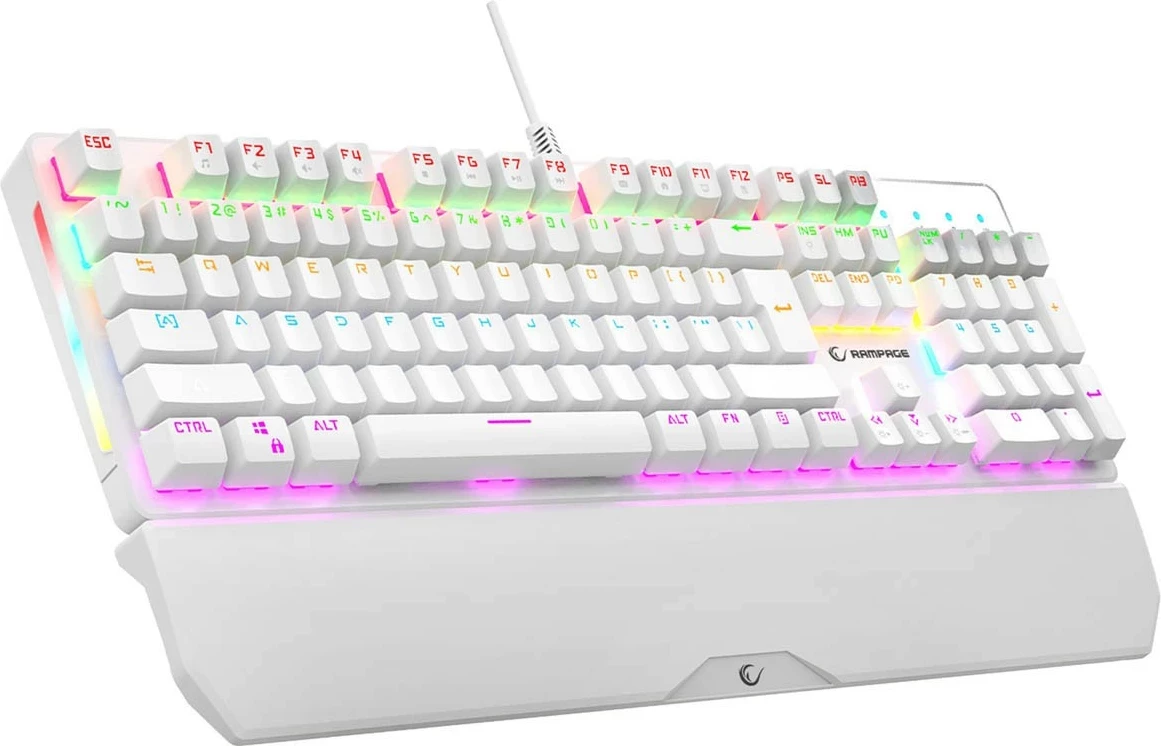 Tastierë mekanike Rampage KB-R86 UMBRA, Blue Switch, RGB, e bardhë
