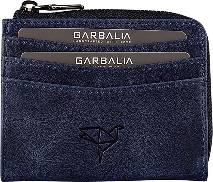 Portofol unisex, lëkurë origjinale, ngjyrë kaltër e errët, Zoozie Bags, Figo