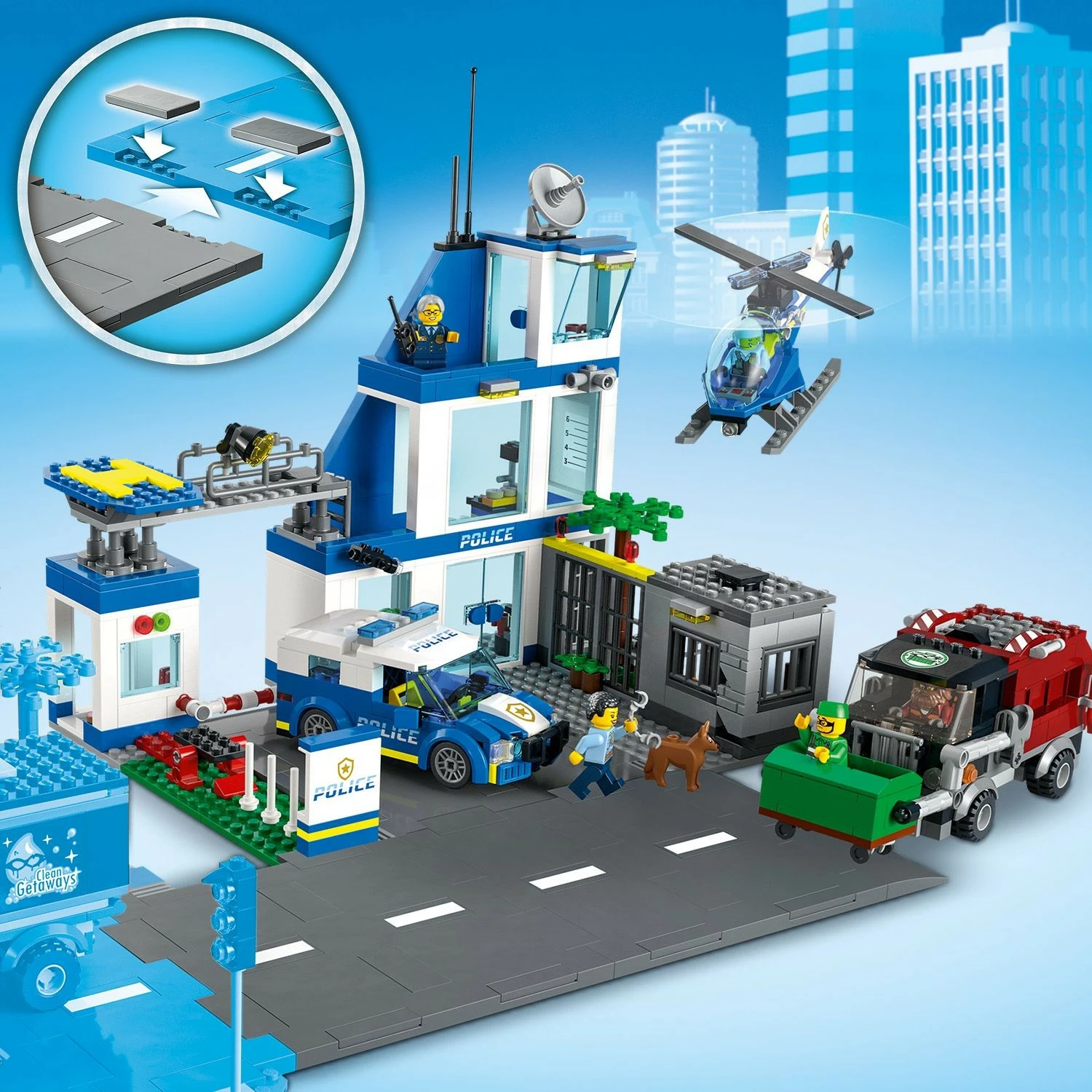 Set ndërtimi LEGO City Police Station, 668 pjesë, plastikë, shumëngjyrësh