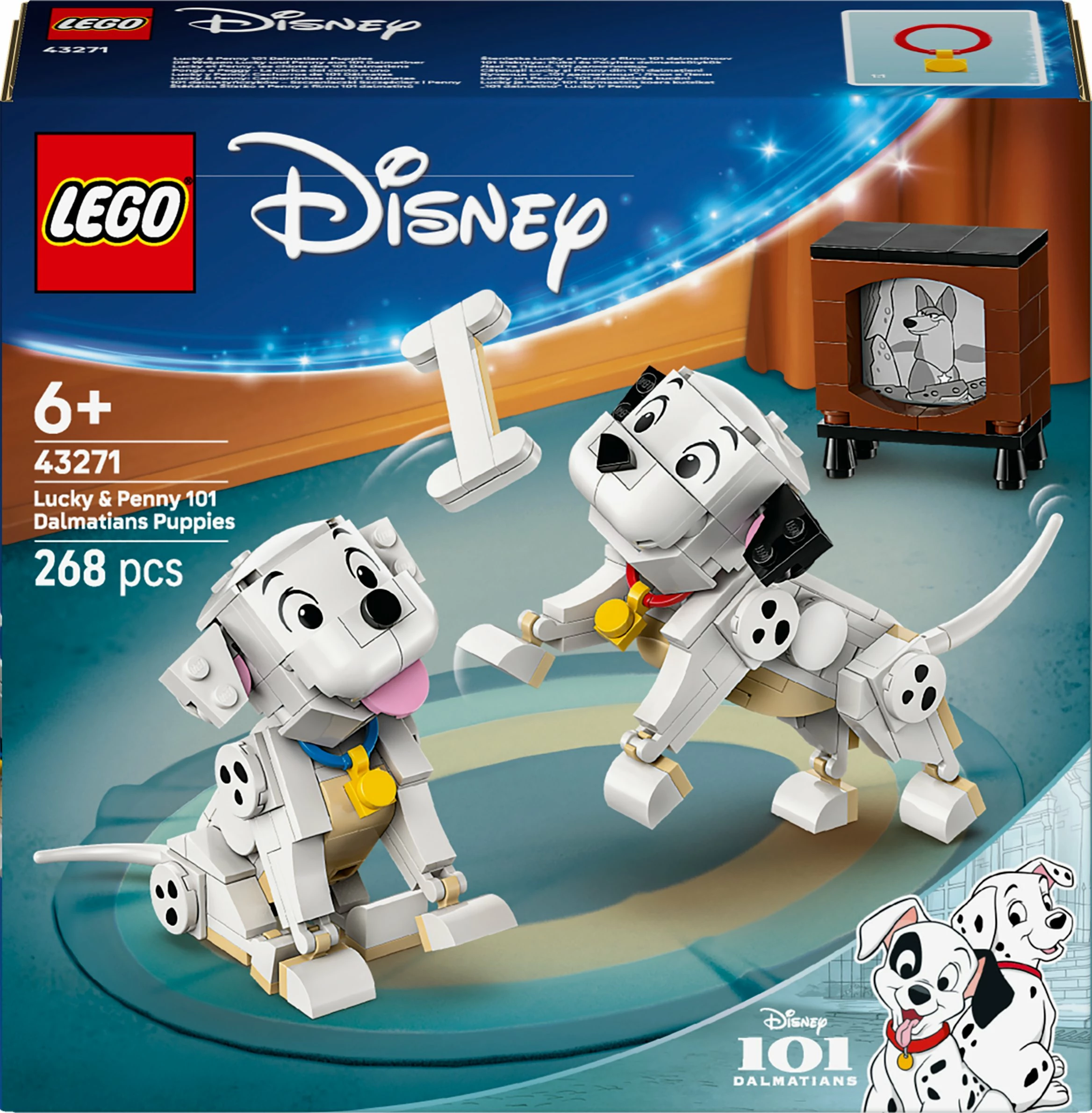 Set LEGO Disney 43271 Lucky & Penny 101 Dalmatians, 268 pjesë