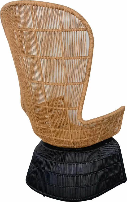 Karrige e lartë Misa, ratan natyral, metal i zi, 110x75x165