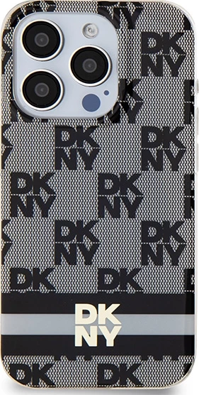 Mbështjellës DKNY IML Checkered Mono Pattern & Printed Stripes MagSafe për iPhone 13/13 Pro, i zi