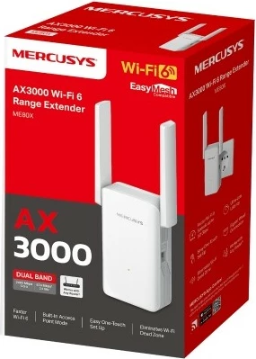 WLAN repeater TP-Link Mercusys ME80X, WiFi 6, AX3000, Dual-band, 2400 Mbit/s, i bardhë