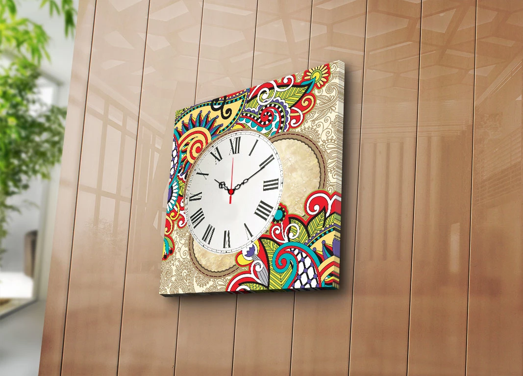 Orë muri dekorative prej kanavace, shumëngjyrëshe, Wallity 4545CS-44, 45x45cm