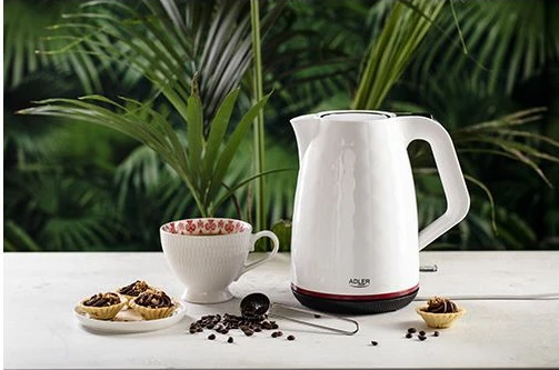 Çajnik elektrik Adler AD1277, 1.7L, 2200W, plastik, i bardhë