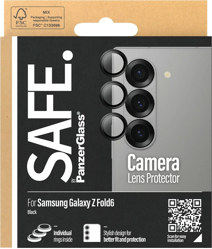 Mbrojtës lente PanzerGlass për Samsung Galaxy Z Fold 6, xham i temperuar, i zi