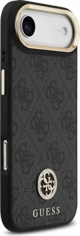 Mbrojtëse telefoni Guess 4G Strass Logo & Big Strap Metal Buttons MagSafe, e zezë