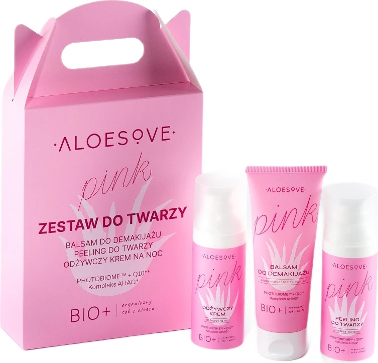 Set kozmetik për fytyrë për femra ALOESOVE Pink, 3 copë, pink