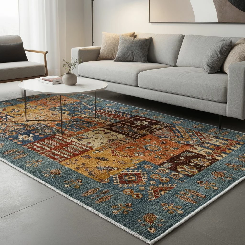 Qilim pambuku, shumëngjyrësh, 80x150cm, Eexfab445-Klm