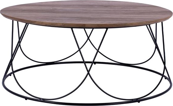 Tavolinë kafeje ZENA me sipërfaqe MDF dhe kornizë metalike të zezë Φ90x40H cm. HM8690