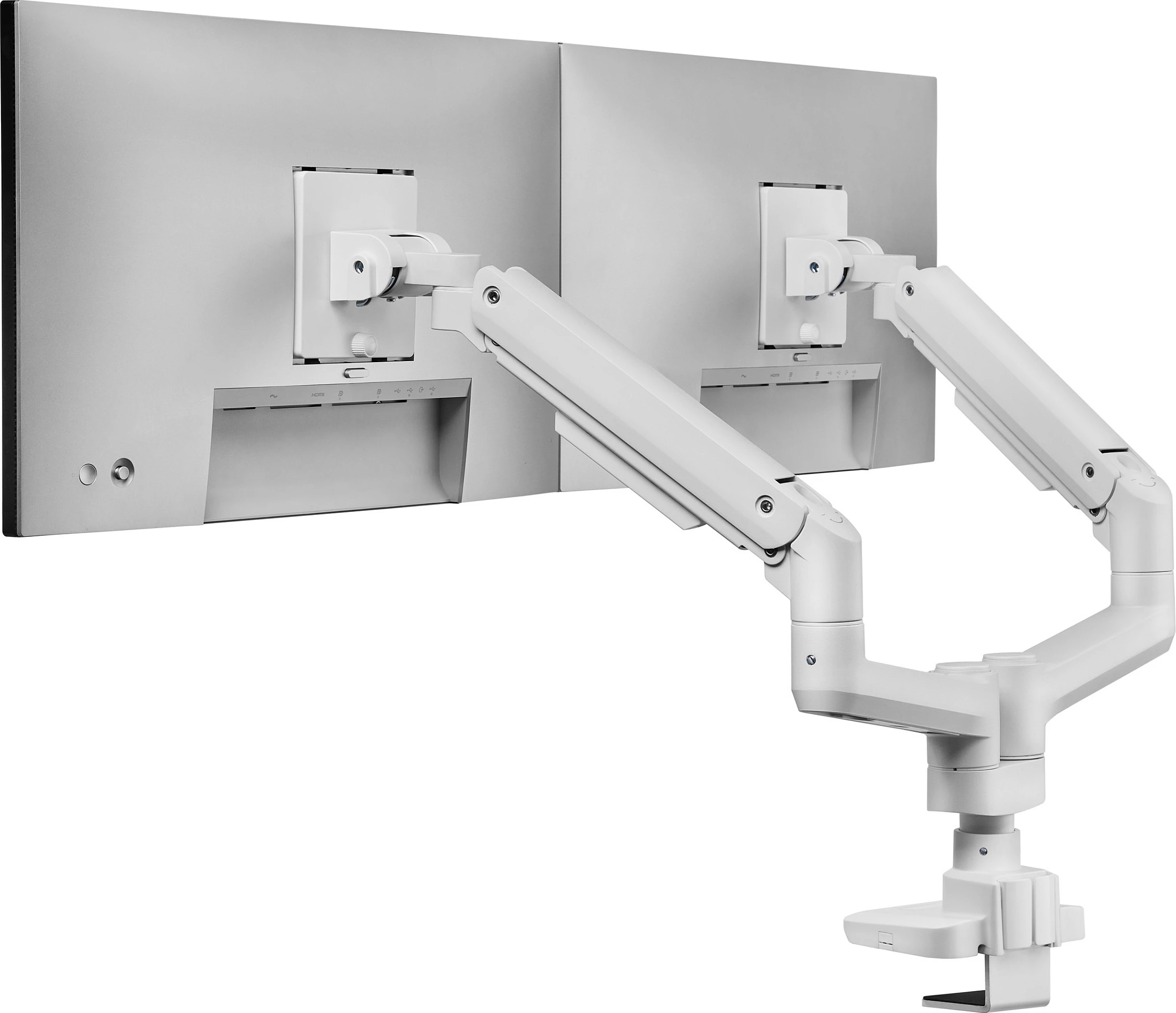 Mbajtëse tavoline për 2 monitorë Equip 2TFT, 17-35 inç, 360°, Gas Spring, VESA 75x75/100x100, 20kg për monitor, e bardhë