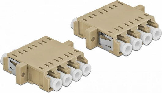 Kuplues fibër optike DeLOCK LC Quad, Female/Female, single-mode, 2 copë, bezhë