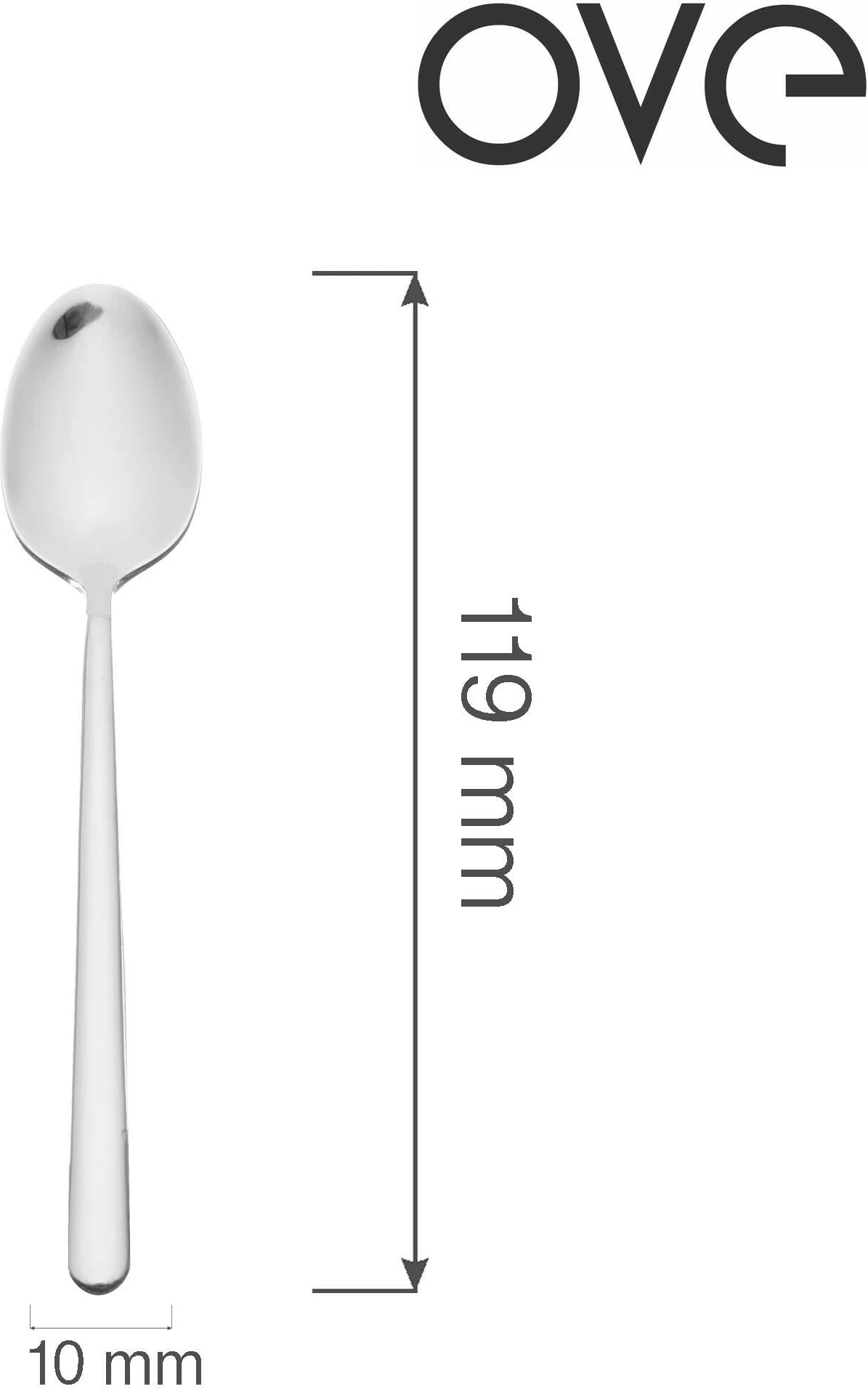 Lugë kafeje OVE Amarone 119 mm, inox 18/10, set 12 copë, argjend