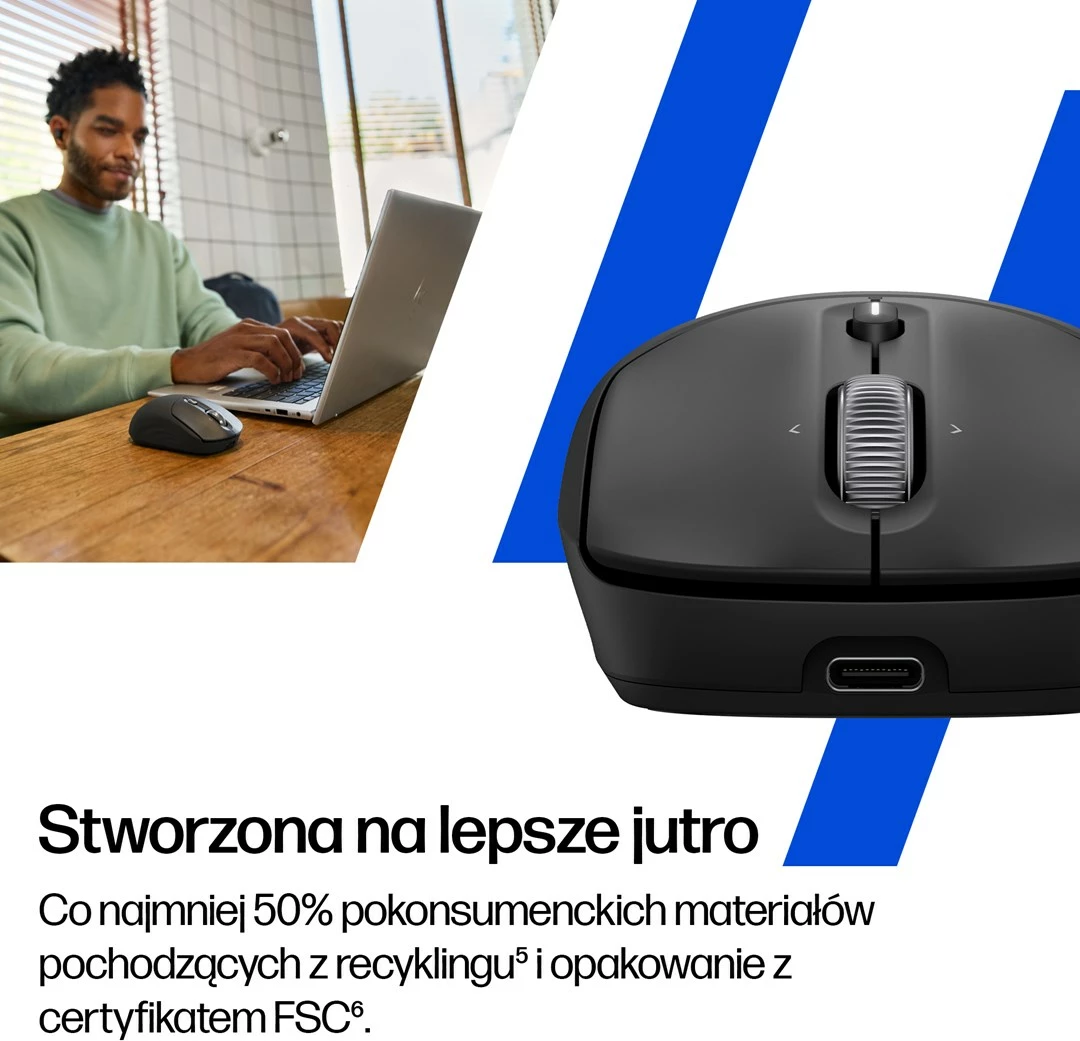 Maus wireless HP 700, rikarikueshëm, 8 butona, Bluetooth 5.2, USB Type-C, i zi