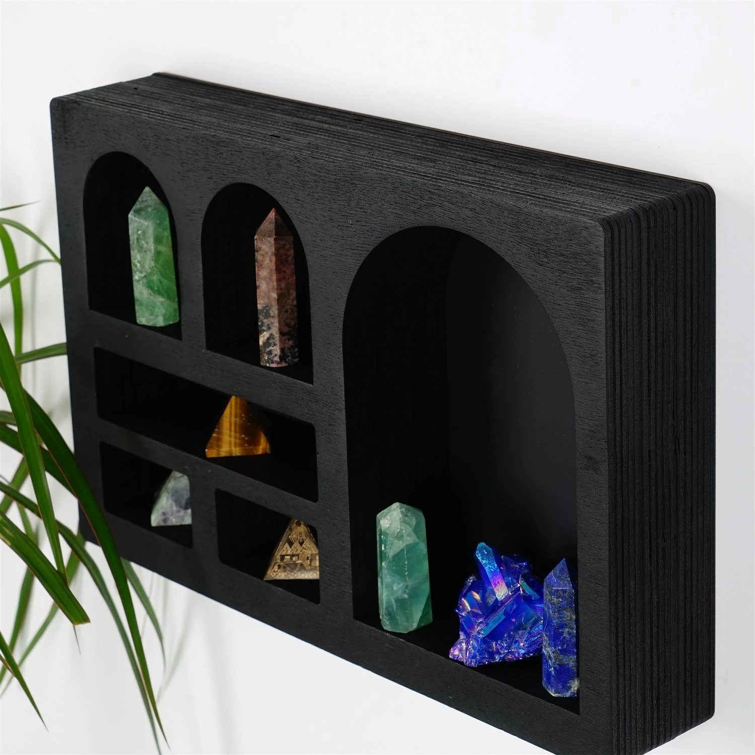 Raft muri, dru i fortë, ngjyrë e zezë, Skye Decor, Cry003-S