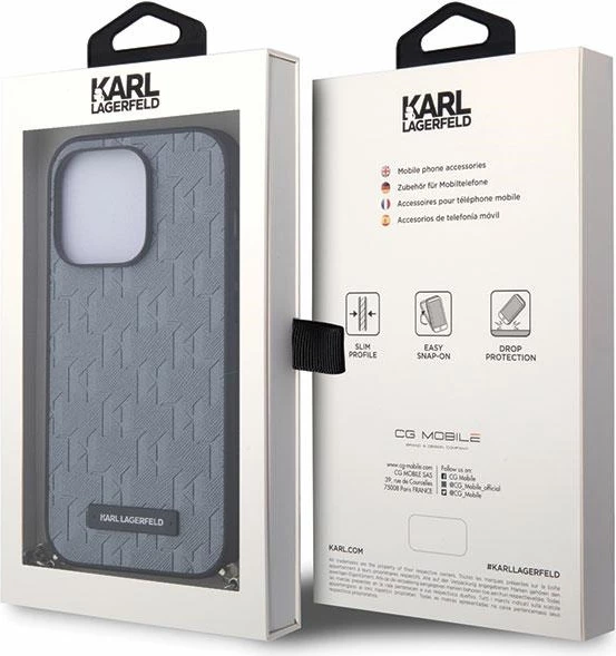 Mbështjellës Karl Lagerfeld KLHCP14LSACKLHPG për iPhone 14 Pro 6.1", zinxhir, argjendtë