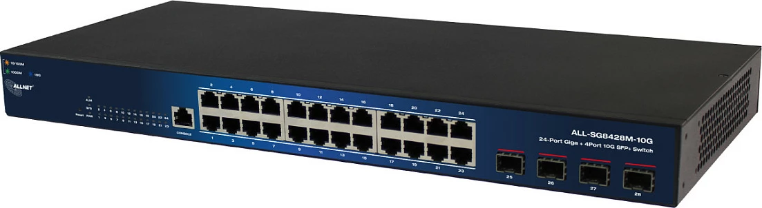 Switch ALLNET 219585, 24-Port Gigabit, Managed L2, 10G, Rackmount, blu/zi