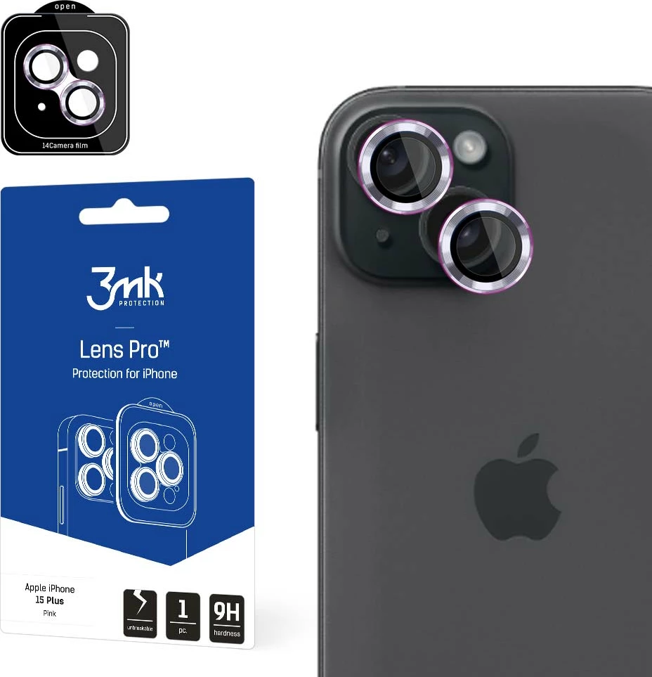 Mbrojtës xhami për kamerë 3mk Protection Lens Protection Pro për iPhone 15 Plus, Rozë