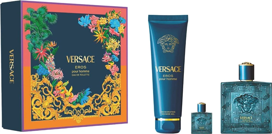Set Eau de Toilette për meshkuj Versace Eros Pour Homme, 100ml + 150ml + 5ml