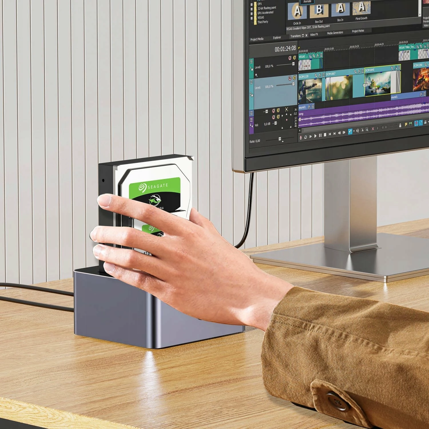 Docking station Unitek Y-3027GY01-EU, 2x SATA 2.5\"/3.5\", USB-C 10Gbps, argjendtë