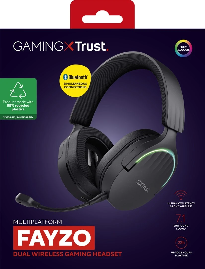 Headset Trust GXT 491 Fayzo, Gaming, USB Type-C, Bluetooth, Black