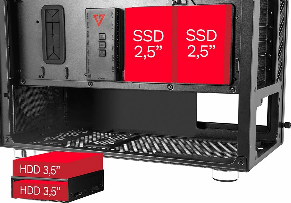 Kasë Modecom Volcano Amirani ARGB (AT-AMIRANI-PG-10-000000-0002), Midi Tower ATX, USB-C, pa PSU, e zezë