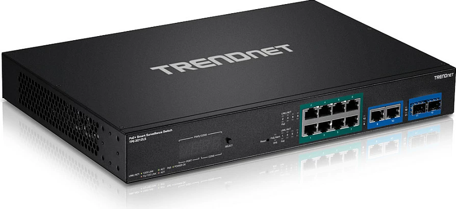 Switch TRENDnet TPE-3012LS, 10x Gigabit PoE+ RJ45 + 2x SFP, 1U Rack, i zi