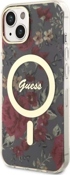 Mbështjellës Guess GUHMP14MHCFWSA për iPhone 14 Plus 6.7", Flower MagSafe, Gjelbër